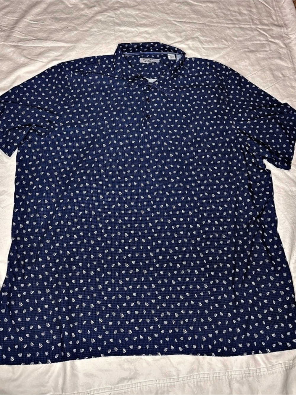 Tommy Bahama XXL The Bahama Coast Polo Shirt Blue Nautical Sailboat Pattern